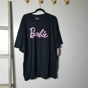 NWT BARBIE WOMEN'S BLACK TEE WITH PINK BARBIE LOGO SIZE XXXL